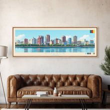 Load image into Gallery viewer, Douala, Cameroon Panoramic Travel Poster Canvas Print, Douala, Cameroon Painting, Cameroon Art, Douala Panoramic Travel Art, Travel Painting
