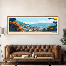 Load image into Gallery viewer, Envigado, Colombia Panoramic Travel Poster Canvas Print, Envigado, Colombia Painting, Colombia Art, Envigado Panoramic Travel Art, Travel Painting
