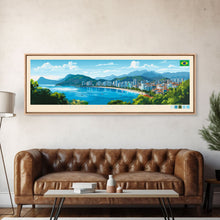Carregar imagem no visualizador da galeria, Florianopolis, Brazil Panoramic Travel Poster Canvas Print, Florianopolis, Brazil Painting, Brazil Art, Florianopolis Panoramic Travel Art, Travel Painting
