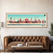 Load image into Gallery viewer, Lahore, Pakistan Panoramic Travel Poster Canvas Print, Lahore, Pakistan Painting, Pakistan Art, Lahore Travel Art, Guest Room Painting
