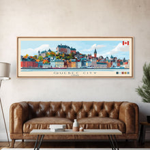 Load image into Gallery viewer, Quebec City, Canada Panoramic Travel Poster Canvas Print, Quebec City, Canada Painting, Canada Art, Quebec City Travel Art, Guest Room Painting
