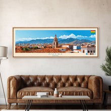 Load image into Gallery viewer, Sucre, Bolivia Panoramic Travel Poster Canvas Print, Sucre, Bolivia Painting, Bolivia Art, Sucre Travel Art, Living Room Painting
