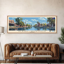 Load image into Gallery viewer, Albury–Wodonga, Australia Panoramic Canvas Print, Albury–Wodonga, Australia Painting, Australia Art, Albury–Wodonga Travel Poster, Travel Art, Housewarming Gift

