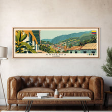 Load image into Gallery viewer, Armenia, Colombia Panoramic Canvas Print, Armenia, Colombia Painting, Colombia Art, Armenia Travel Poster, Travel Art, Vacation Gift
