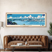 Carregar imagem no visualizador da galeria, Auckland, New Zealand Panoramic Canvas Print, Auckland, New Zealand Painting, New Zealand Art, Auckland Travel Poster, Travel Art, Vacation Gift
