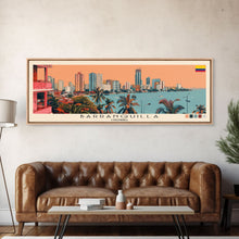 Load image into Gallery viewer, Barranquilla, Colombia Panoramic Canvas Print, Barranquilla, Colombia Painting, Colombia Art, Barranquilla Travel Poster, Travel Art, Guest Room Painting
