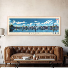 Load image into Gallery viewer, Barrie, Canada Panoramic Canvas Print, Barrie, Canada Painting, Canada Art, Barrie Travel Poster, Travel Art, Guest Room Painting
