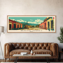 Load image into Gallery viewer, Benito Juarez, Mexico Panoramic Canvas Print, Benito Juarez, Mexico Painting, Mexico Art, Benito Juarez Travel Poster, Travel Art, Living Room Painting
