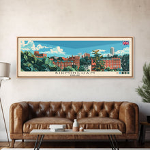 Cargar imagen en el visor de la galería, Birmingham, England Panoramic Canvas Print, Birmingham, England Painting, England Art, Birmingham Travel Poster, Travel Art, Guest Room Painting

