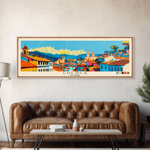 Load image into Gallery viewer, Cuenca, Ecuador Panoramic Canvas Print, Cuenca, Ecuador Painting, Ecuador Art, Cuenca Travel Poster, Travel Art, Guest Room Painting
