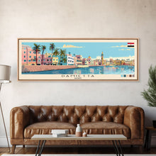 Load image into Gallery viewer, Damietta, Egypt Panoramic Canvas Print, Damietta, Egypt Painting, Egypt Art, Damietta Travel Poster, Travel Art, Guest Room Painting
