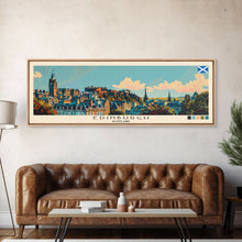 Load image into Gallery viewer, Edinburgh, Scotland Panoramic Canvas Print, Edinburgh, Scotland Painting, Scotland Art, Edinburgh Travel Poster, Travel Art, Vacation Gift
