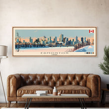 Load image into Gallery viewer, Edmonton, Canada Panoramic Canvas Print, Edmonton, Canada Painting, Canada Art, Edmonton Travel Poster, Travel Art, Living Room Painting
