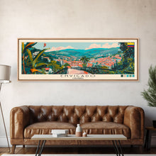 Load image into Gallery viewer, Envigado, Colombia Panoramic Canvas Print, Envigado, Colombia Painting, Colombia Art, Envigado Travel Poster, Travel Art, Guest Room Painting
