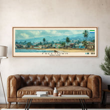 Load image into Gallery viewer, Freetown, Sierra Leone Panoramic Canvas Print, Freetown, Sierra Leone Painting, Sierra Leone Art, Freetown Travel Poster, Travel Art, Living Room Painting
