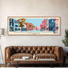Load image into Gallery viewer, Oshawa, Canada Panoramic Canvas Print, Oshawa, Canada Painting, Canada Art, Oshawa Travel Poster, Travel Art, Housewarming Gift
