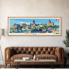 Load image into Gallery viewer, Quebec City, Canada Panoramic Canvas Print, Quebec City, Canada Painting, Canada Art, Quebec City Travel Poster, Travel Art, Vacation Gift

