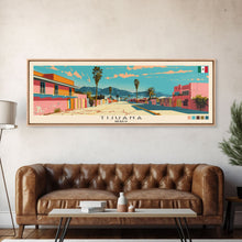 Load image into Gallery viewer, Tijuana, Mexico Panoramic Canvas Print, Tijuana, Mexico Painting, Mexico Art, Tijuana Travel Poster, Travel Art, Housewarming Gift
