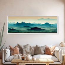 Load image into Gallery viewer, Emerald Green Rolling Hills and Mountains, Landscape Art, Ready To Hang Canvas Print, Framed Wall Art
