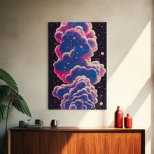 Load image into Gallery viewer, Art Deco Style Scifi Space Travel Poster Art, Galaxy Nebula Universe Art, Framed Canvas Print, Framed Wall Decor
