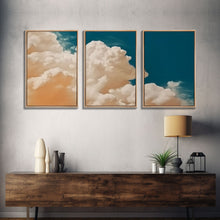 Load image into Gallery viewer, Cloud Wall Art Triptych 3 Piece Set Blue Wall Art Abstract Art Print Minimalist Wall Ar Indigo Art Maximalist Deco Sky Wall Art Sky Print
