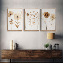 Load image into Gallery viewer, Boho Style Minimalist Farmhouse 3 Piece Wall Art, White Background Wildflowers, Botanical Floral Art, Rustic Chic Decor
