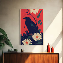 Load image into Gallery viewer, Crow Portrait, surrealist bird art, Framed Canvas Print, Ready To Hang Framed Wall Art, Living Room Decor
