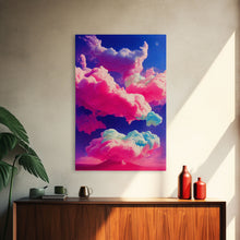 Load image into Gallery viewer, Bubble Gum Clouds, Trippy Psychedelic Surrealist Cloud Art, Framed Canvas Print, Ready To Hang Framed Wall Art
