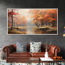 Carregar imagem no visualizador da galeria, Beautiful Fall Landscape Painting Framed Canvas Print, Fall Decor, Thanksgiving Decor, Autumn Decor, Home Decor, Fall Decorations
