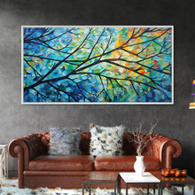 Carregar imagem no visualizador da galeria, Beautiful Impasto Style Tree Branch&amp; Leaves Canvas Print, Framed Wall Art, Above Sofa Art, Air BNB Decor, Framed Wall Decor, Centerpiece Art
