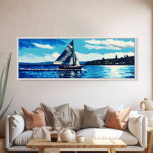 Cargar imagen en el visor de la galería, Come Sail Away - Panoramic Sail Boat Art - Framed Canvas Print - Oil Painting Reprint - Framed Art - Sailing On The Open Ocean
