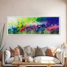 Load image into Gallery viewer, Framed Canvas Print of Colorful Wild Flower Field - Gallery-Wrapped Artwork - Ready to Hang - High Quality Artwork - Panoramic Art

