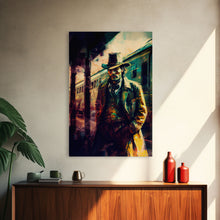 Load image into Gallery viewer, Cowboy waiting for the train, framed wall art, framed canvas print
