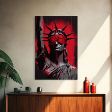 Load image into Gallery viewer, Blindfolded Statue of Liberty Graffiti art, framed canvas print, dystopian art
