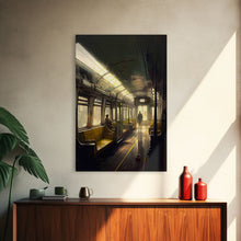 Load image into Gallery viewer, Still life on a subway, train art, framed canvas print
