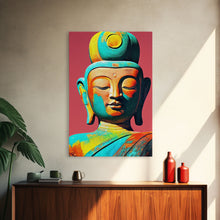 Cargar imagen en el visor de la galería, Colorful rainbow Buddha, framed canvas print zen wall art
