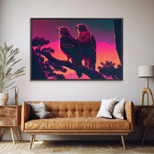 Load image into Gallery viewer, Hawks on a branch, birds of prey, framed canvas print
