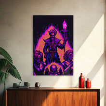 Carregar imagem no visualizador da galeria, Tabletop RPG pixel art, Human Warlock Art, framed canvas print, framed game room decor
