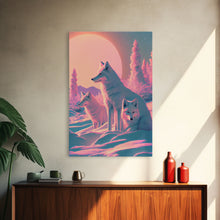 Carregar imagem no visualizador da galeria, Cute Arctic Fox Art, animal prints, framed canvas print wall art, vaporwave aesthetic soothing art
