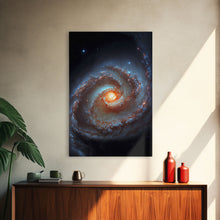 Cargar imagen en el visor de la galería, Close up view of a spiral galaxy, space art, framed canvas print, astronomy art
