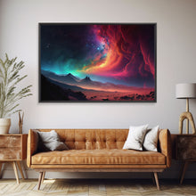 Cargar imagen en el visor de la galería, Colorful Galaxy Full of Stars, Framed Canvas Print, Unique Wall Art, Large Format Art, Retro Synthwave Style Space Art

