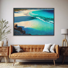 Carregar imagem no visualizador da galeria, Bird&#39;s Eye View Of a Tropical Beach, Framed Canvas Print, Lake House Art, Modern Farmhouse Decor
