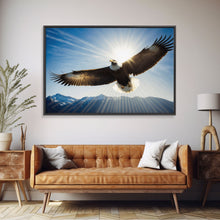 Carregar imagem no visualizador da galeria, Bald Eagle in a Mountain Clouds Canvas Wall Art Design, Framed Canvas Print Decor for Home &amp; Office Decoration, CANVAS READY to Hang
