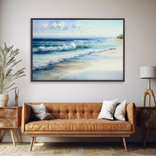 Load image into Gallery viewer, framed ocean art, beach wall art, framed wall art, living room wall decor, abstract landscape art, framed canvas print
