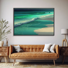 Carregar imagem no visualizador da galeria, Canvas Print, Painting of Emerald Green Waves, Framed Canvas Art
