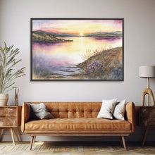 Cargar imagen en el visor de la galería, Flower Watercolor Painting, Beautiful thin brush stroke watercolor landscape, framed canvas print, living room art
