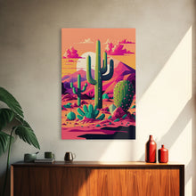 Load image into Gallery viewer, Pueblo Style Cactus, Still Life, Framed Canvas Print, Western Decor, Midwest Style Art, Arizona Desert Art
