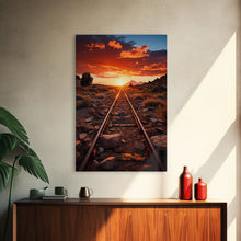 Carregar imagem no visualizador da galeria, Abandoned Train Tracks Somewhere In The Arizona Desert, Framed Canvas Print, Western Decor
