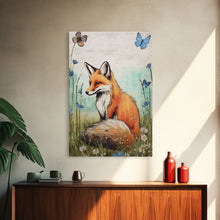 Load image into Gallery viewer, Fox Art Print, Boho Wall Decor, Woodland Animals, Nursery Minimalist Baby Room, Earth Tone Monochromatic, Modern Gender Neutral, Canvas Art
