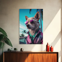 Cargar imagen en el visor de la galería, Chihuahua Wall Print, Dog Pink Sunglasses, Dog Wall Art, Animal Art, Funny Wall Art, Framed Wall Art, Framed Canvas, Wall Print, Wall Canvas
